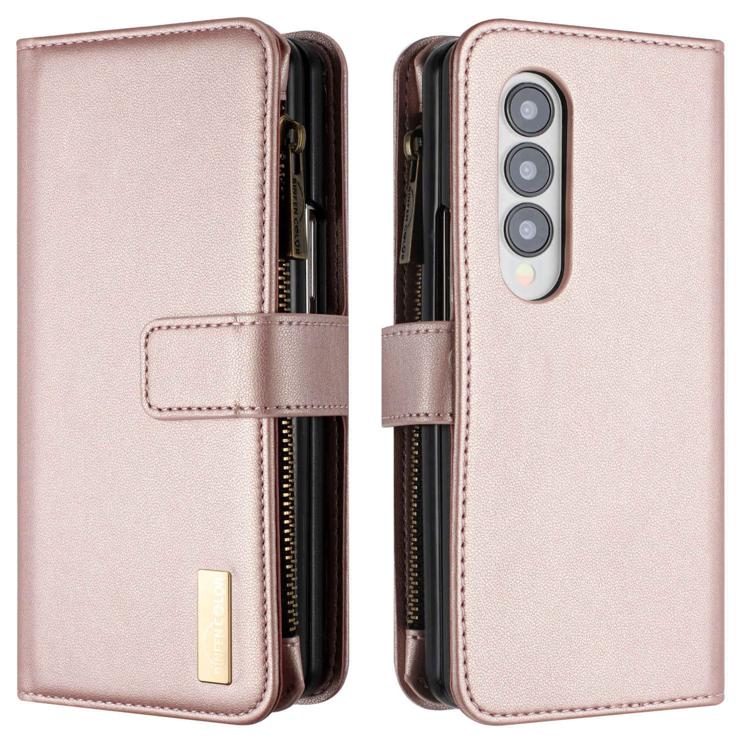 BINFEN COLOR Pro Samsung Galaxy Z Fold4 5G matný zip pouzdro na kapesní telefon PU kožený stojánek obal na peněženku BINFEN COLOR Pro Samsung Galaxy Z Fold4 5G matný zip pouzdro na kapesní telefon PU kožený stojánek obal na peněženku